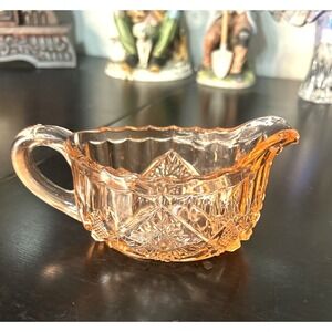 Pink Depression Glass Sunflower & Diamond Creamer Vintage Serving Pitcher